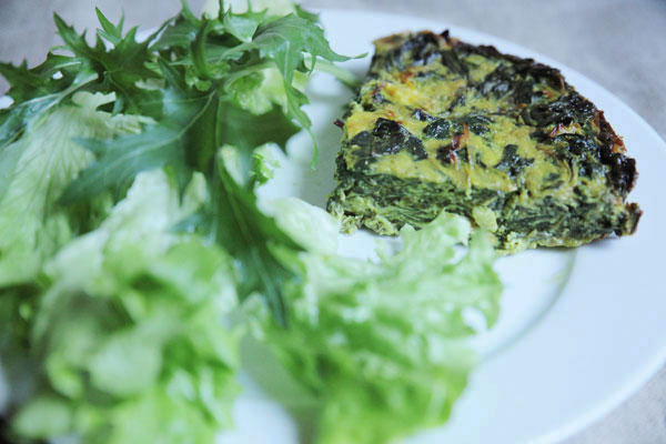 Gâteau d'épinards au curry et citron confit